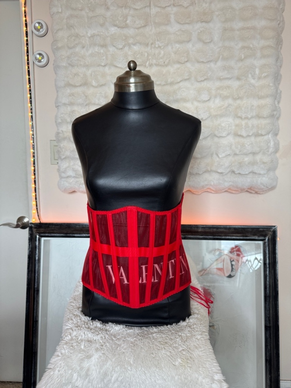 WS waist secret Red Lace-Up Corset Top